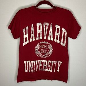 Harvard University T-Shirt M Red Distressed Graphic Cotton Collegiate Preppy
